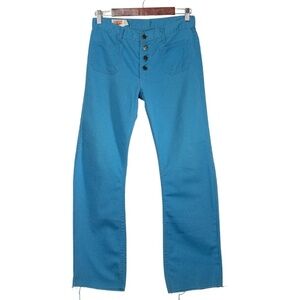 Big John Japanese Flare Leg Button Fly Jeans Bright Blue Size 31 Vintage 70s